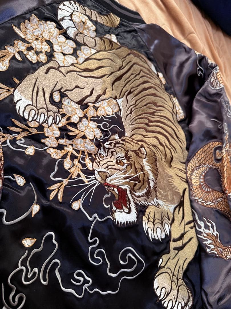 未使用 SUKAJAN 日本虎龍桜 スカジャン silk vintage 美品