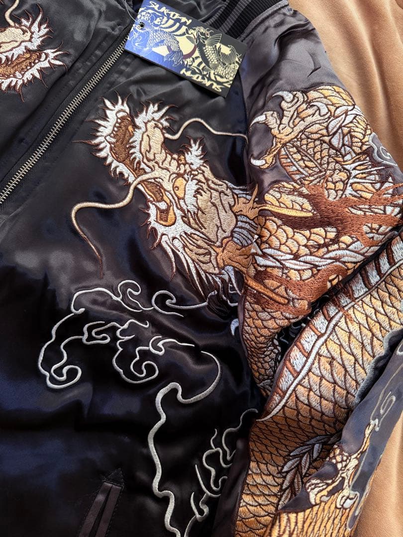 未使用 SUKAJAN 日本虎龍桜 スカジャン silk vintage 美品