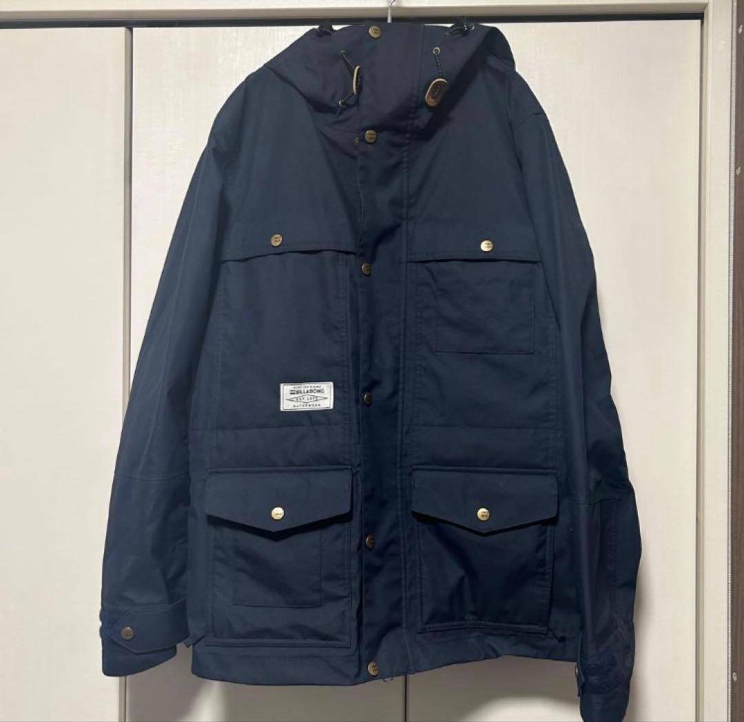 【美品】BILLABONG 上ネイビー ビブパンツ マスタード 上下セット M