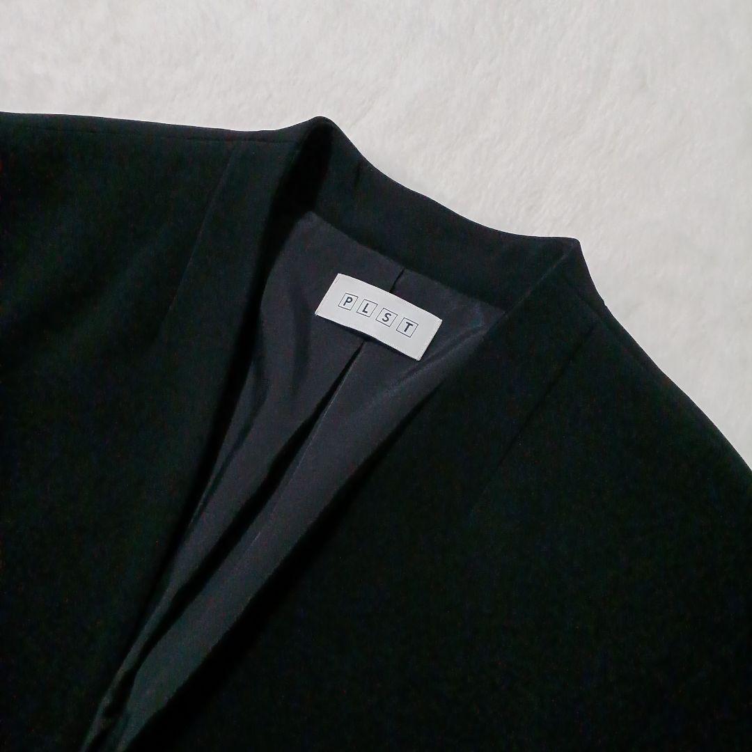 PLST プラステ ノーカラー ジャケット パンツ セットアップ Lブラック 黒