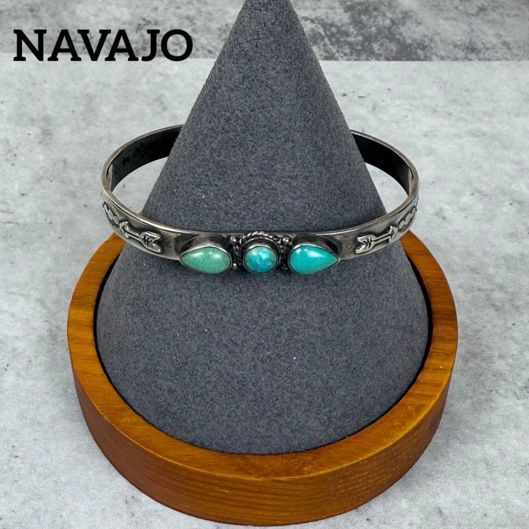 NAVAJO ナバホ 3連ターコイズシルバーバングル J.BEGAY
