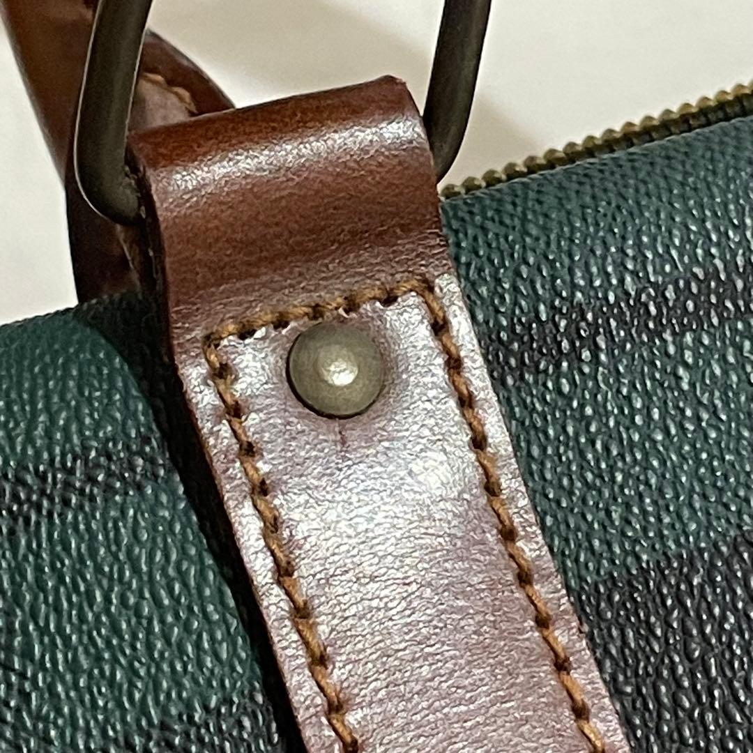 ポロラルフローレン ミニボストンバッグ PVC レザー チェック柄 美品