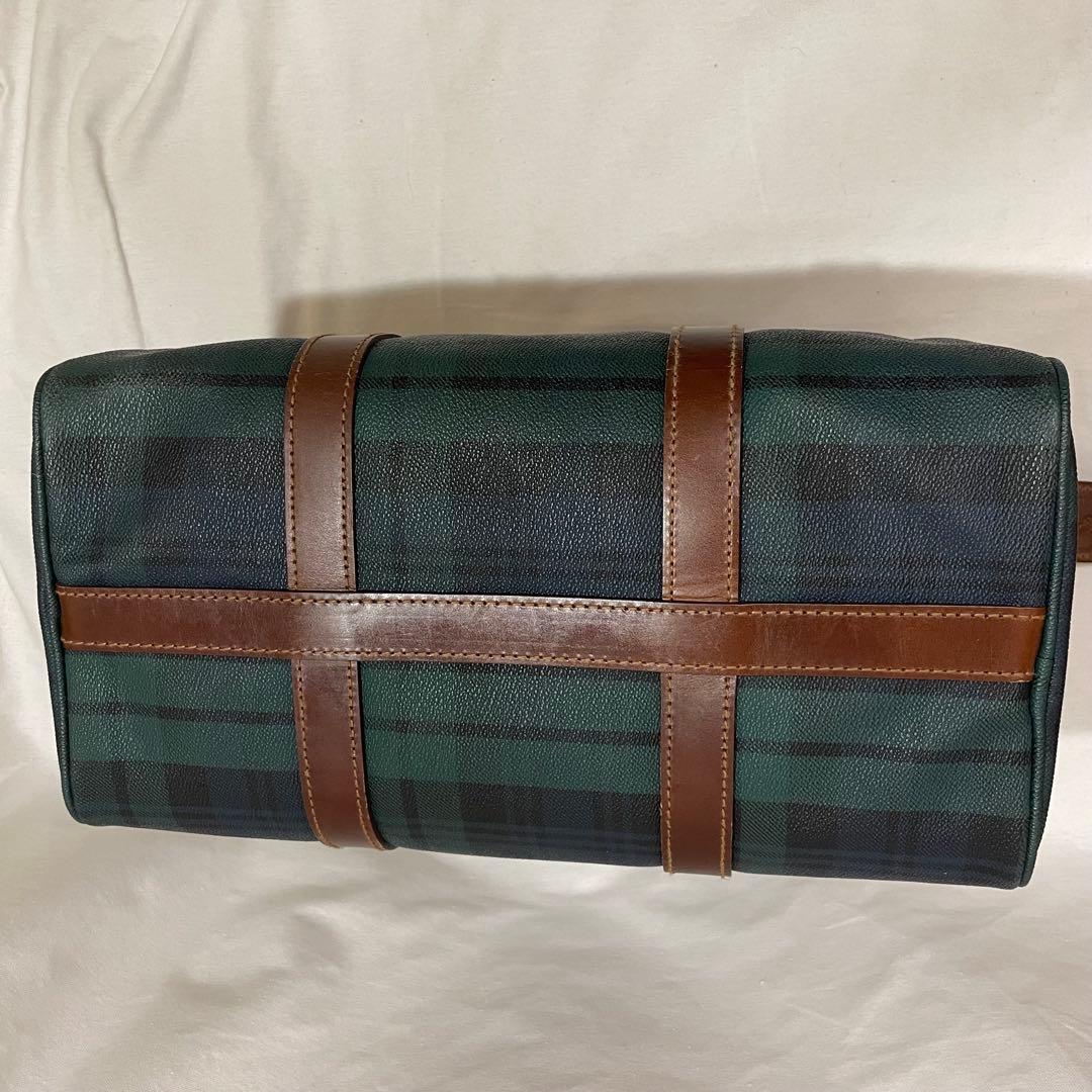 ポロラルフローレン ミニボストンバッグ PVC レザー チェック柄 美品