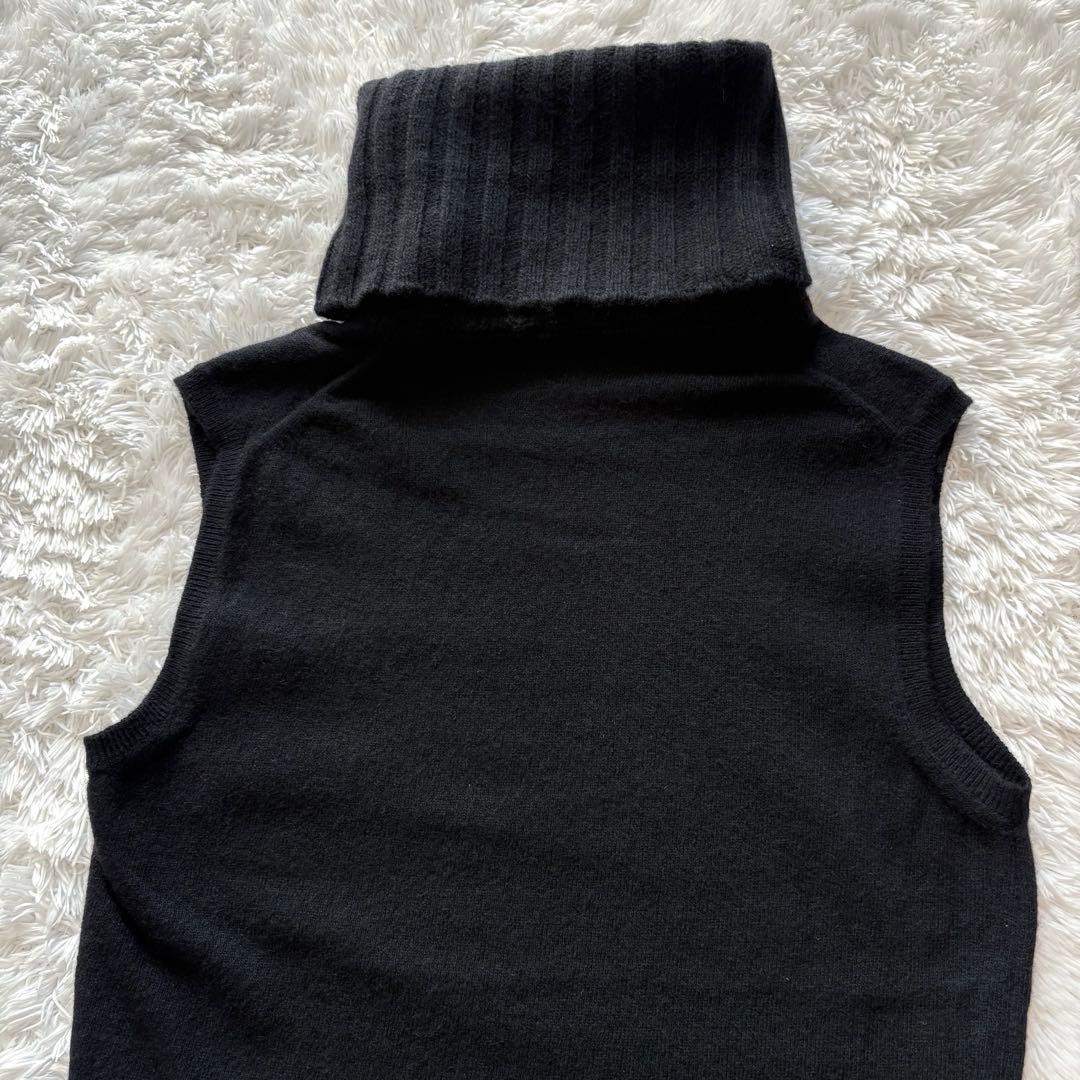 CHANEL カシミヤ100% タートルネック ニットベスト ブラック 38