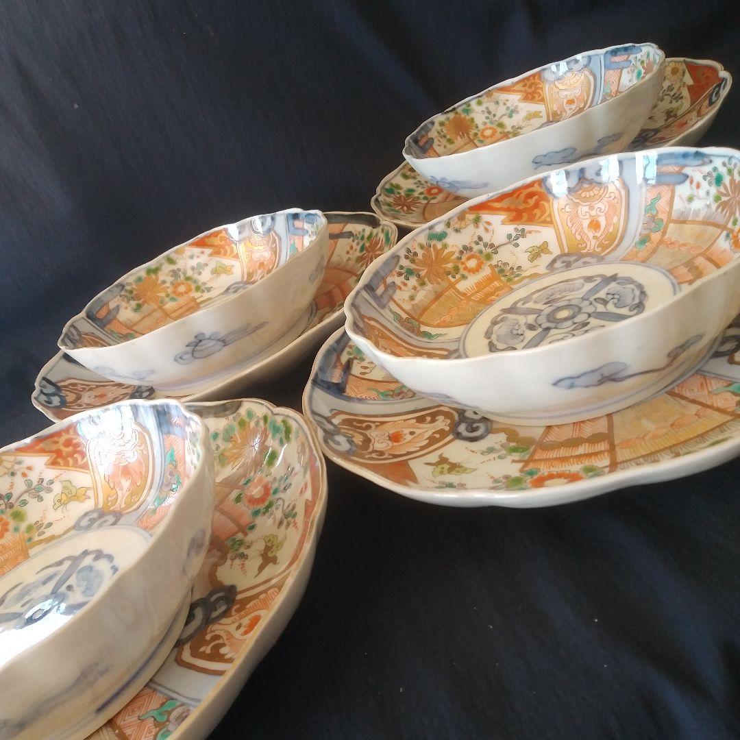 「テーブルウェアを古伊万里で！①」中皿(21.5cm)と膾皿 4客セット 骨董ア