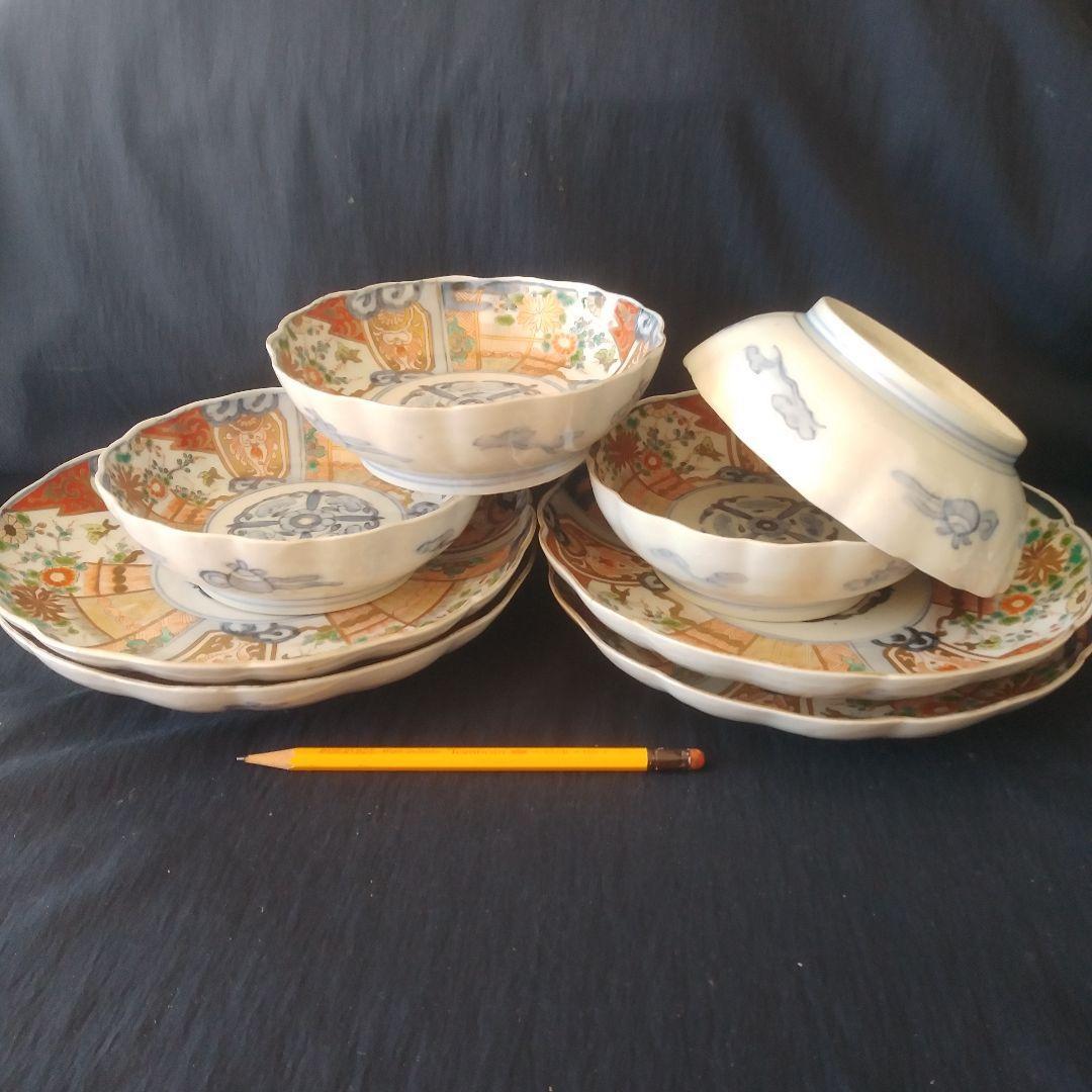 「テーブルウェアを古伊万里で！①」中皿(21.5cm)と膾皿 4客セット 骨董ア