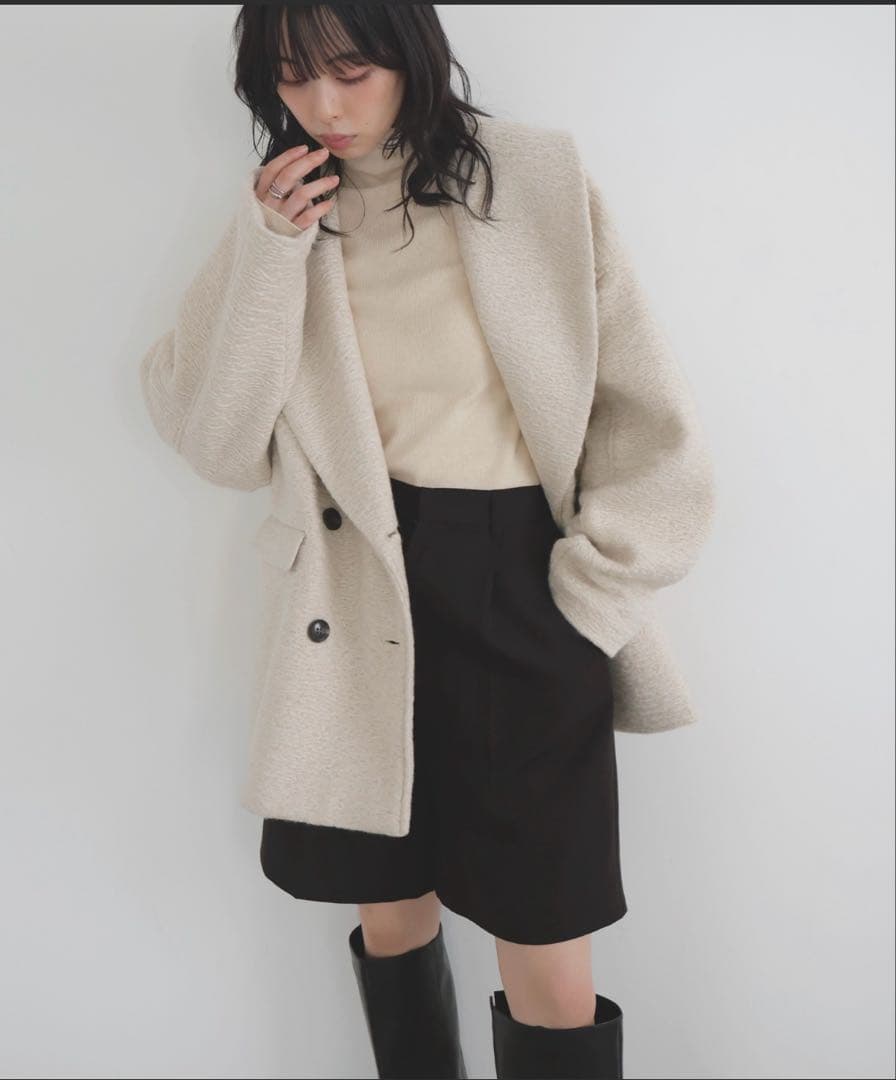 最終値下げ　LIAN ショールカラーカールシャギーコート チェスターコート