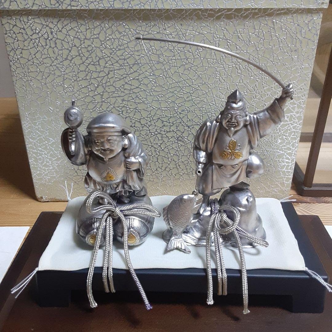 大黒天　恵比寿置物　純銀製　131g