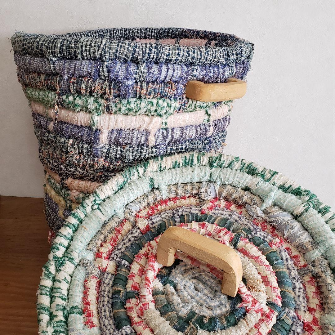 USA製/レトロ/裂き編み/アメリカン/カントリー/バスケット/雑貨/古道具