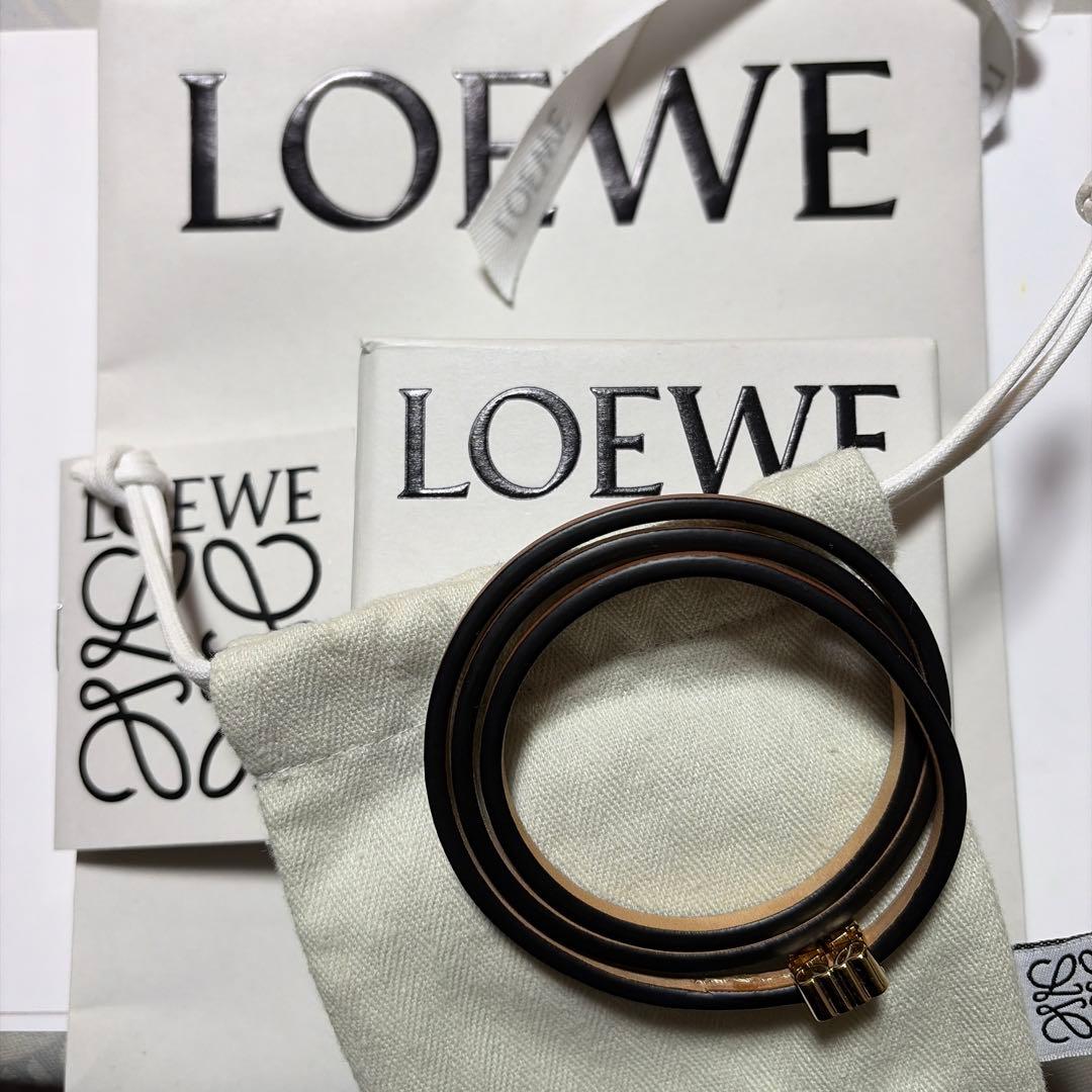 LOEWE ブラウン レザー ブレスレット Mサイズ