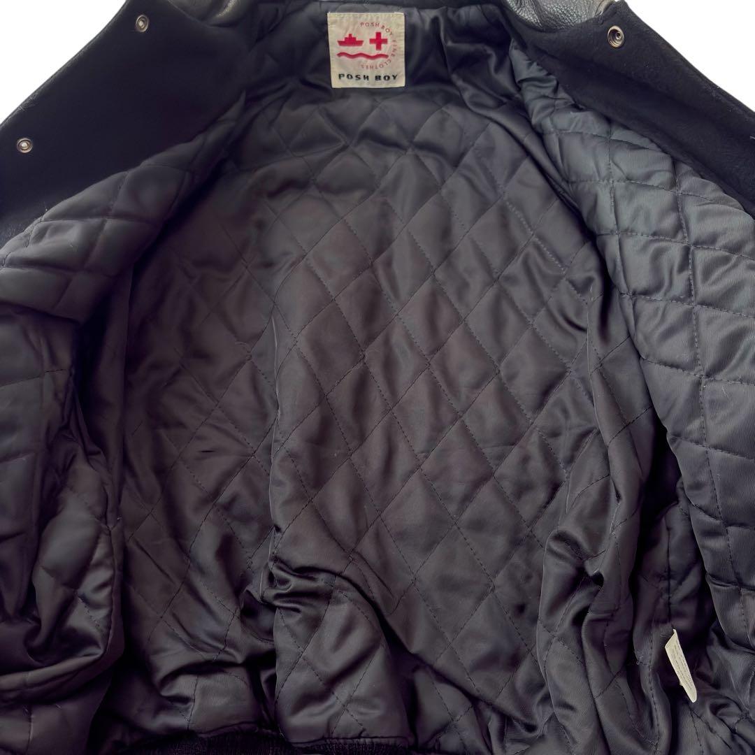 POSH BOY ポッシュボーイ スタジャン 刺繍 ワッペン レザー ブラック