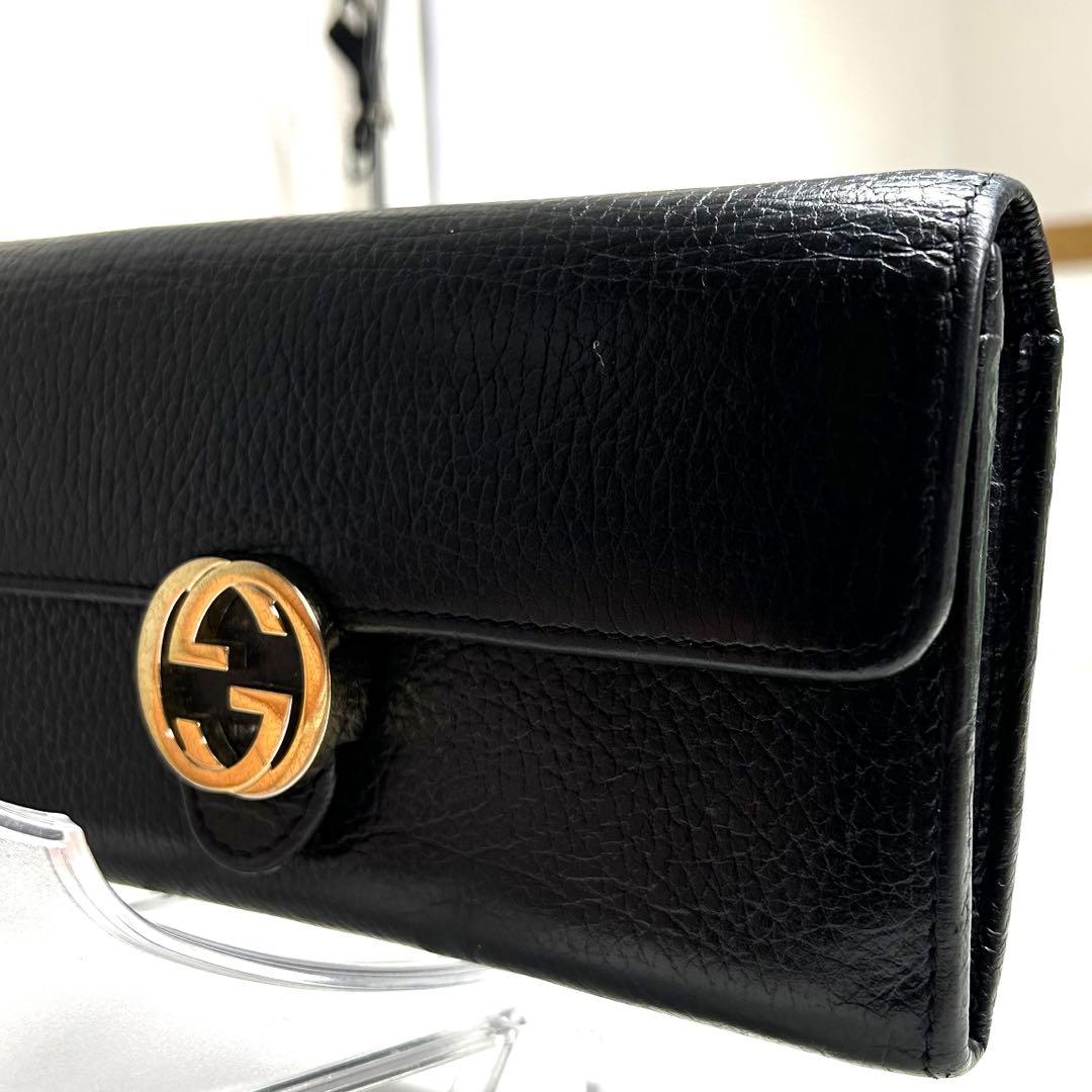 超美品　GUCCI グッチ インターロッキング　G 長財布　レザー メンズ