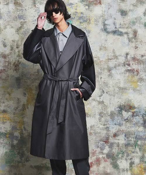 マルチファブリック異素材コンビシャンブレープライムオーバー　コート