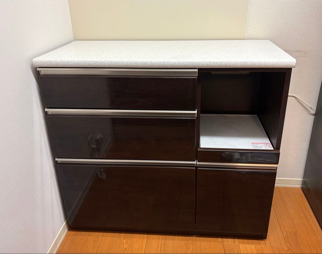 ニトリ　キッチンカウンター　天板付き　ダークブラウン