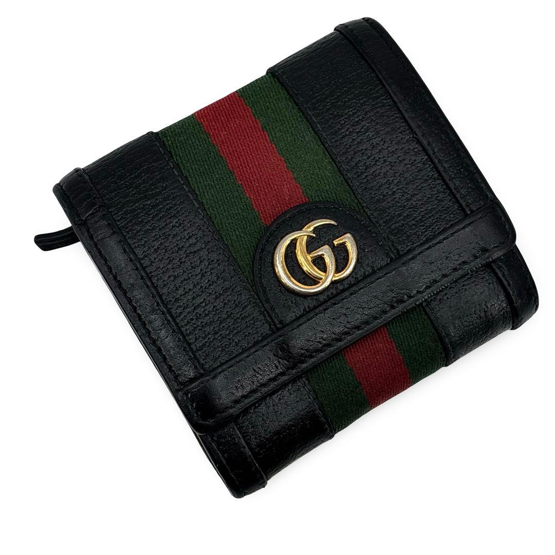 美品】GUCCI グッチ レザー シェリーライン 折り財布　GGマーモント　金具