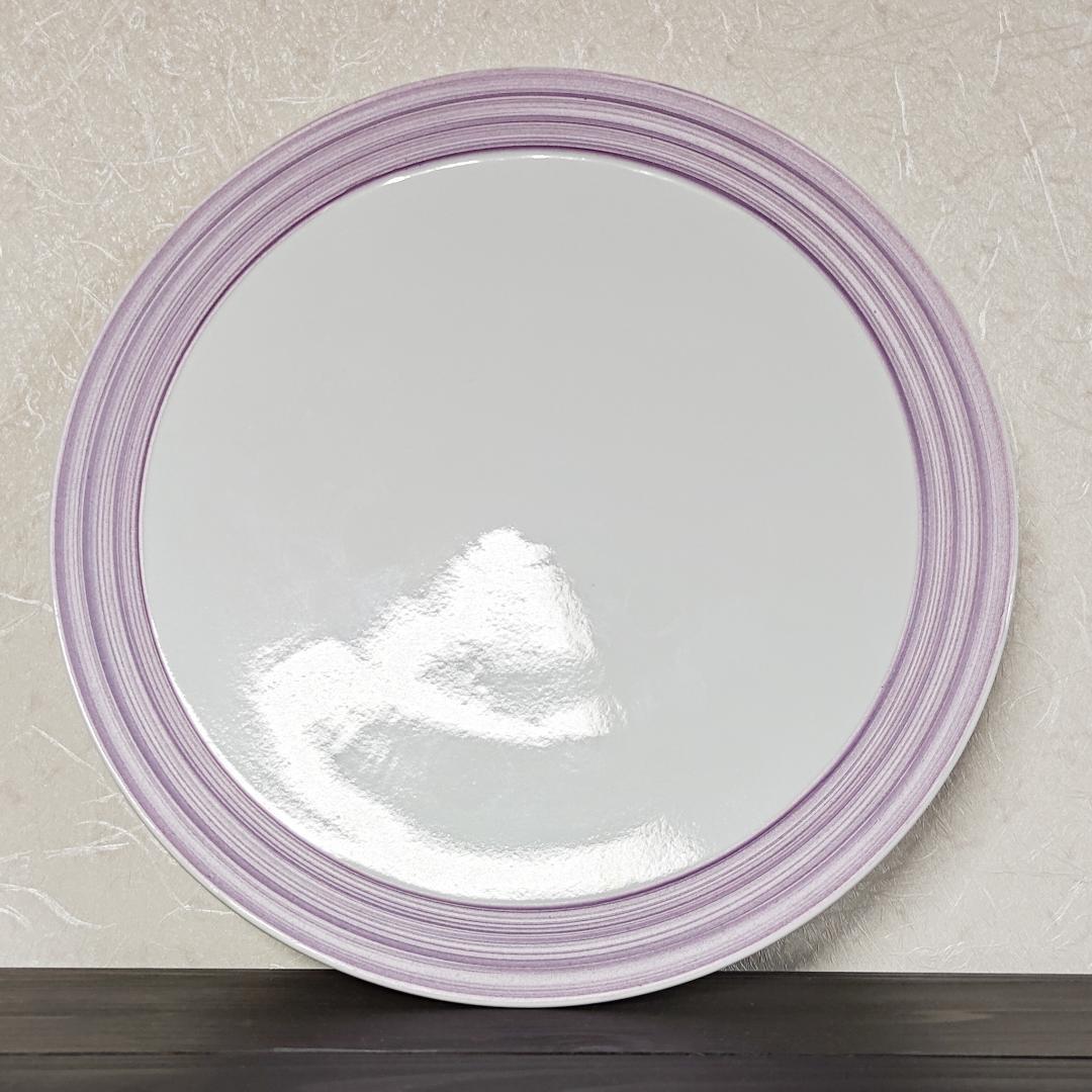 再値下げ【新品・未使用】雲母紫　渕線彫プレート　盛皿