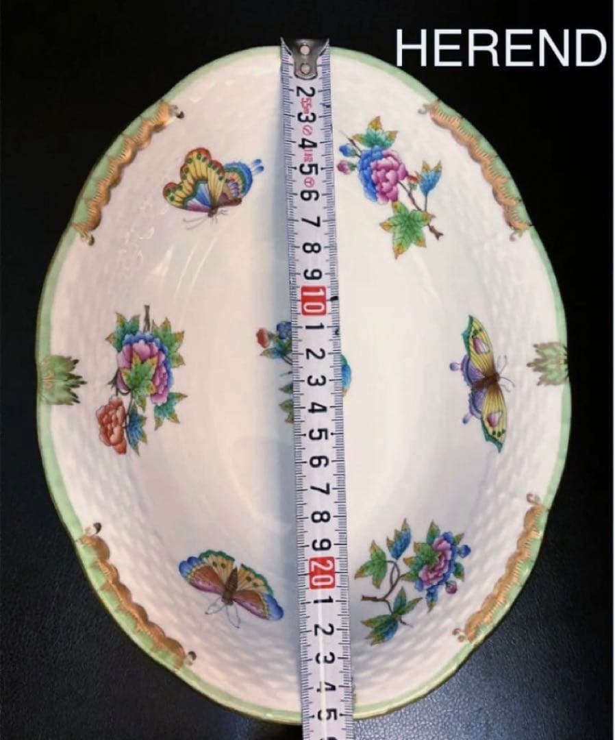 未使用　ヘレンド　ヴィクトリア　オーバル　ボウル　175周年記念　バックスタンプ