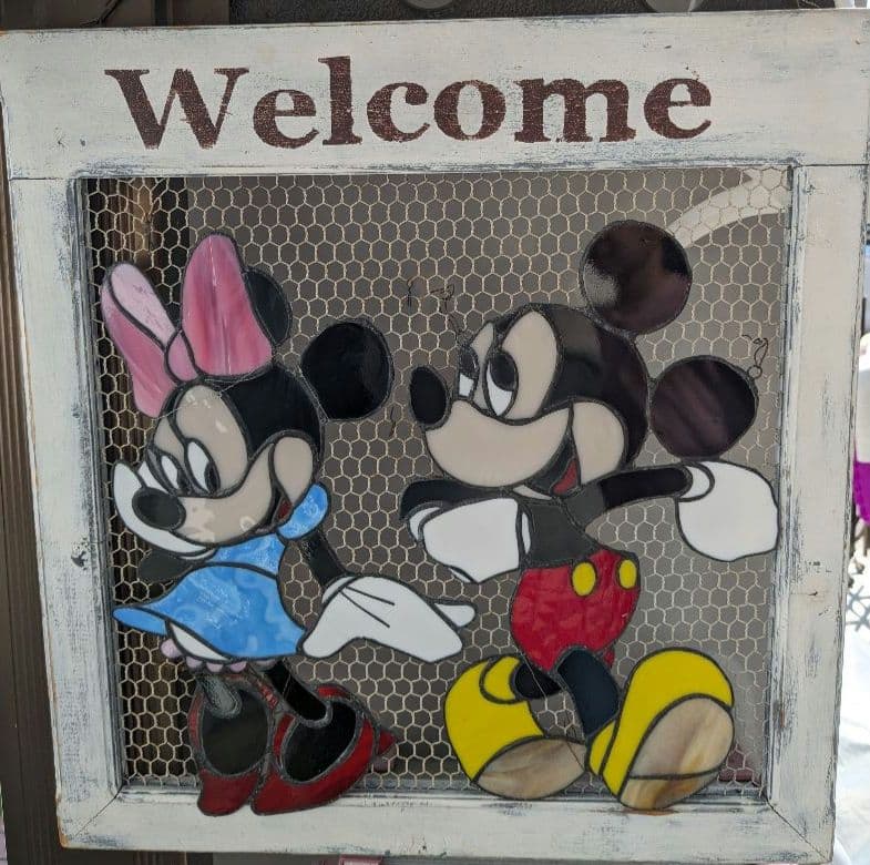 ディズニー ミッキーマウス＆ミニーマウス ステンドグラスウェルカムボード