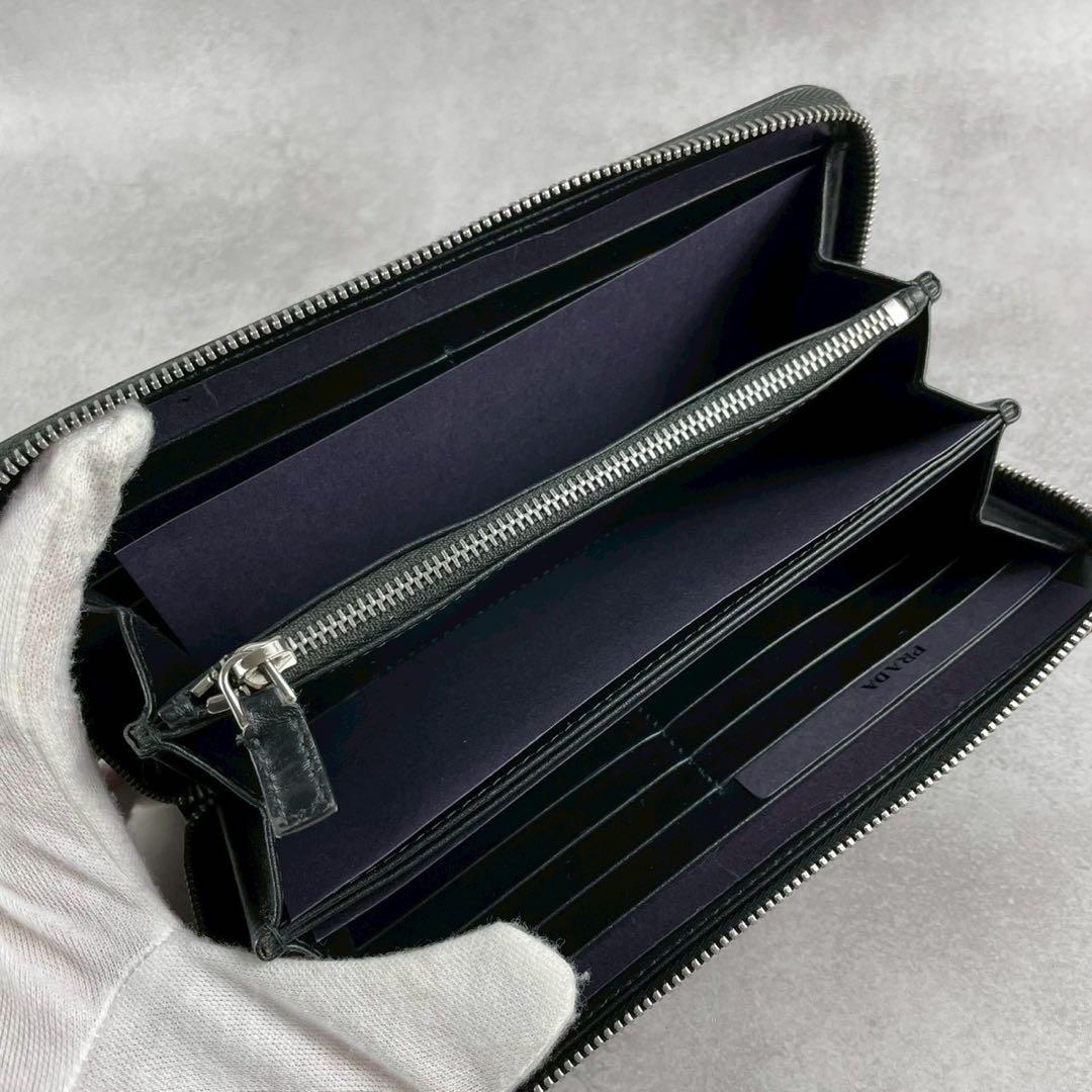 【付属品完備】PRADA 長財布 ラウンドファスナー サフィアーノ ブラック