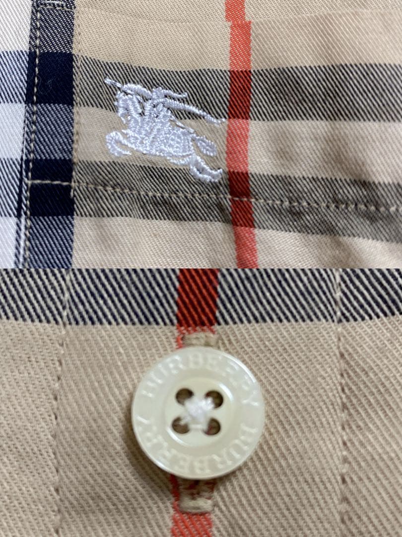 【美品・人気】バーバリーロゴ刺繍　ノバチェック　ベージュ　L