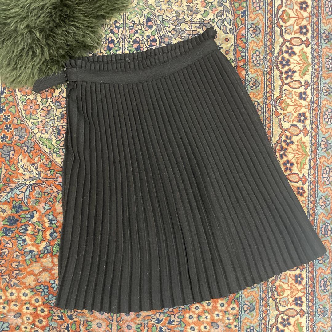 tricot COMME des GARCONS プリーツスカート 黒 ひざ丈