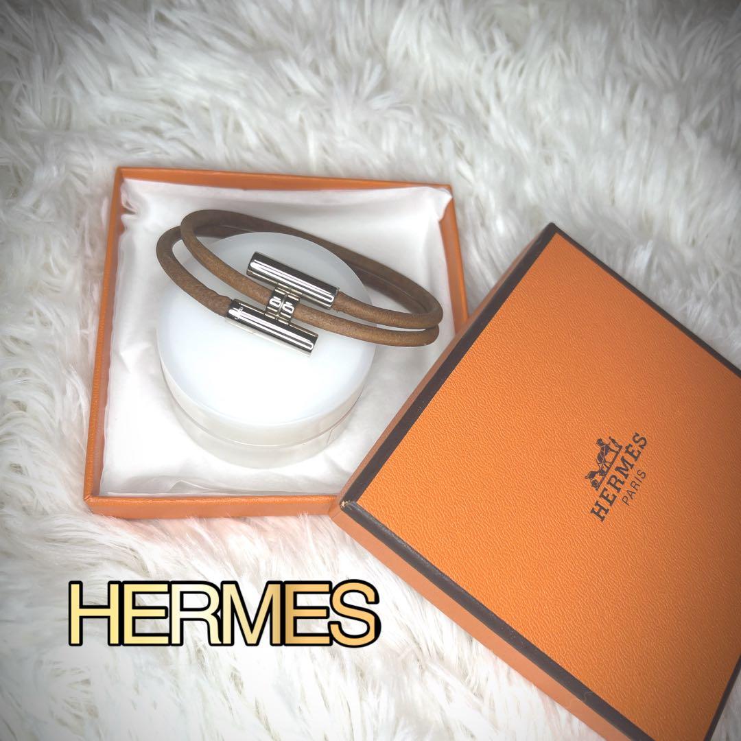 エルメス　レザーブレスレット　H金具　未使用に近いレベル　トゥルニス