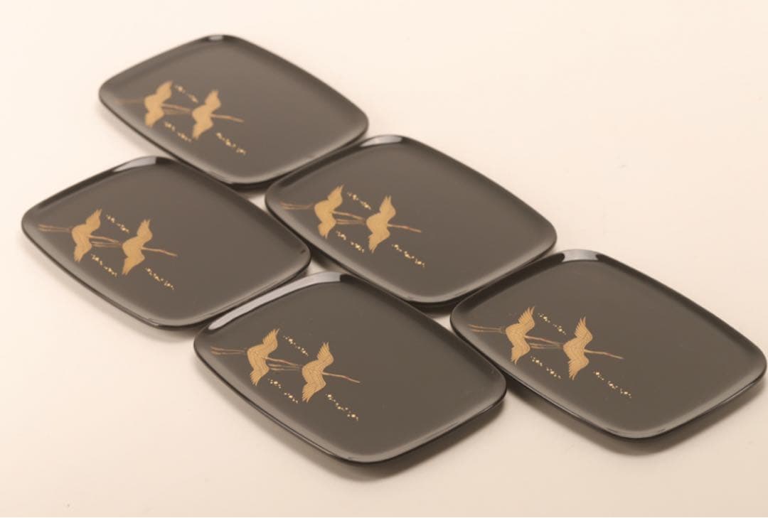 【極レア】 70万円 鶴蒔絵 輪島塗 銘々皿 婦人画報