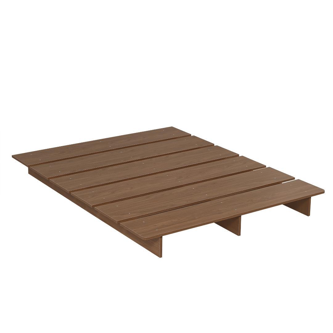 【幅140cm】ベッド　脚付き　木目調　コンパクト　BROWN