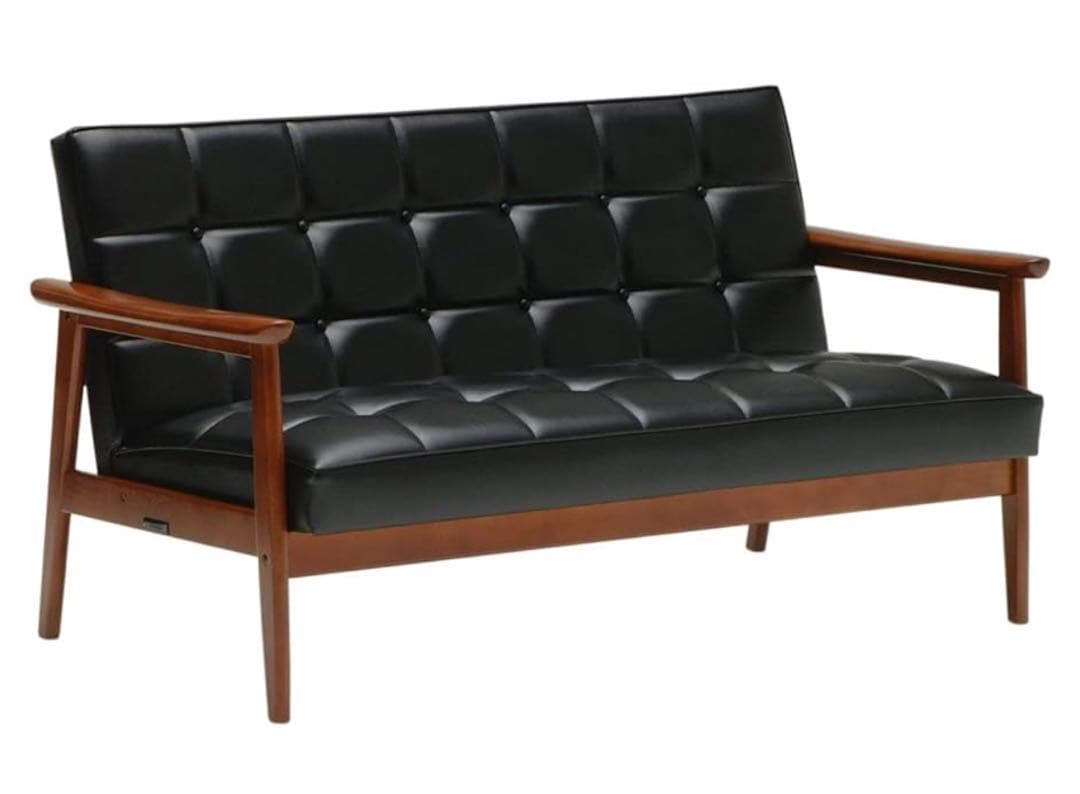 Oyu　カリモク4点セット2.5人掛けソファー 黒レザー