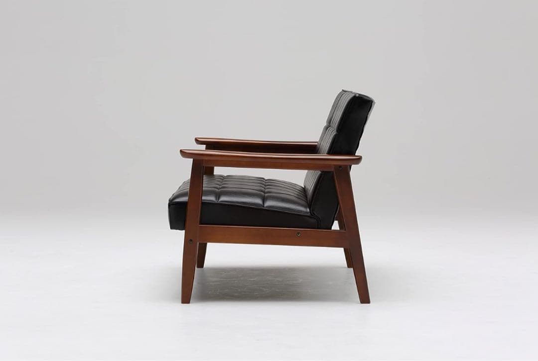 Oyu　カリモク4点セット2.5人掛けソファー 黒レザー