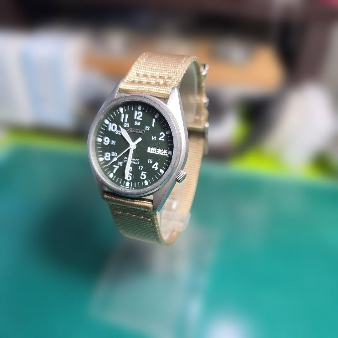 セイコー 7S26 21jewels自動巻き時計 グリーン文字盤