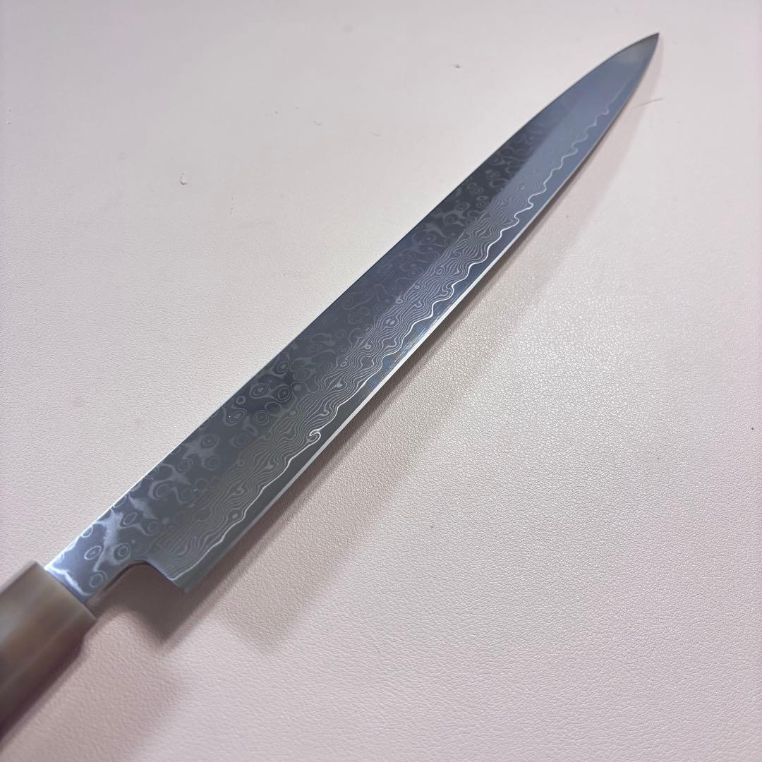 尺　300mm 墨流しダマスカス 柳刃包丁 黒檀本 牛八角柄　刺身包丁 和包丁ᙀ