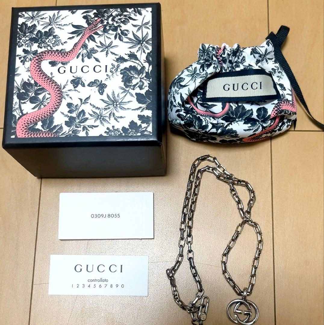 GUCCIグッチ CGロゴ インターロッキング　Ag925太め ネックレス