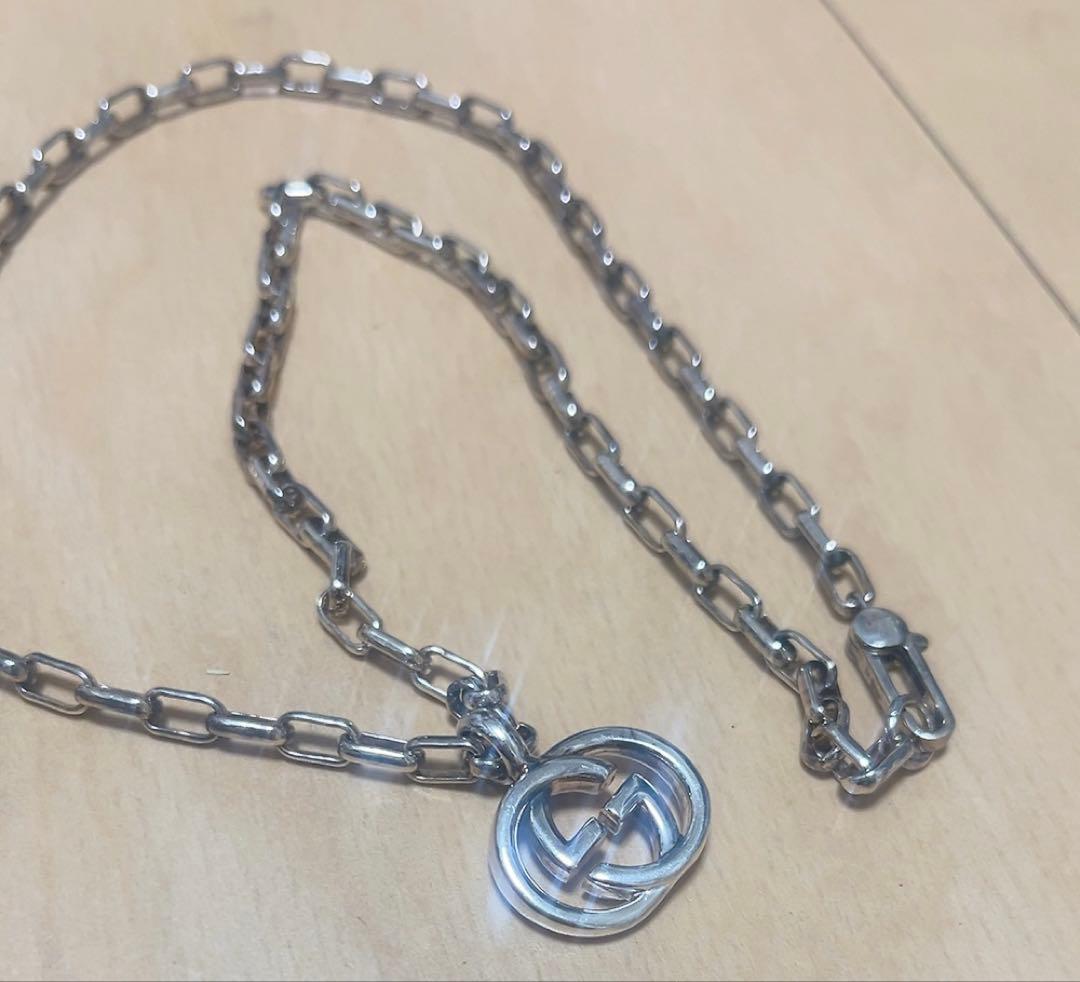 GUCCIグッチ CGロゴ インターロッキング　Ag925太め ネックレス