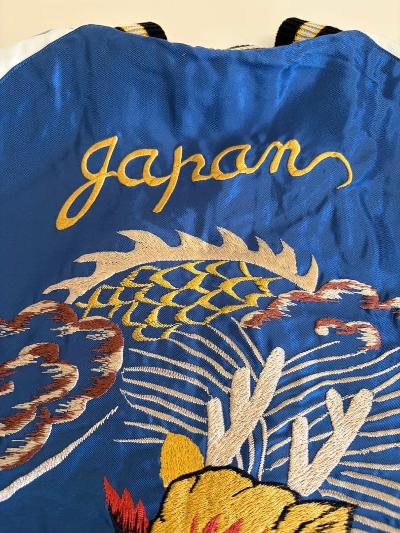 テーラー東洋　スーベニアジャケット　ホワイトタイガーxゴールドドラゴンサイズXL