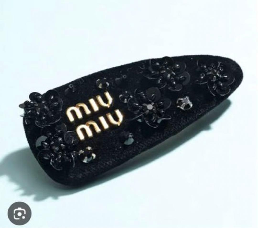 miumiu ミュウミュウ 51F092 ロゴ バレッタ ビジュー　ヘアピン