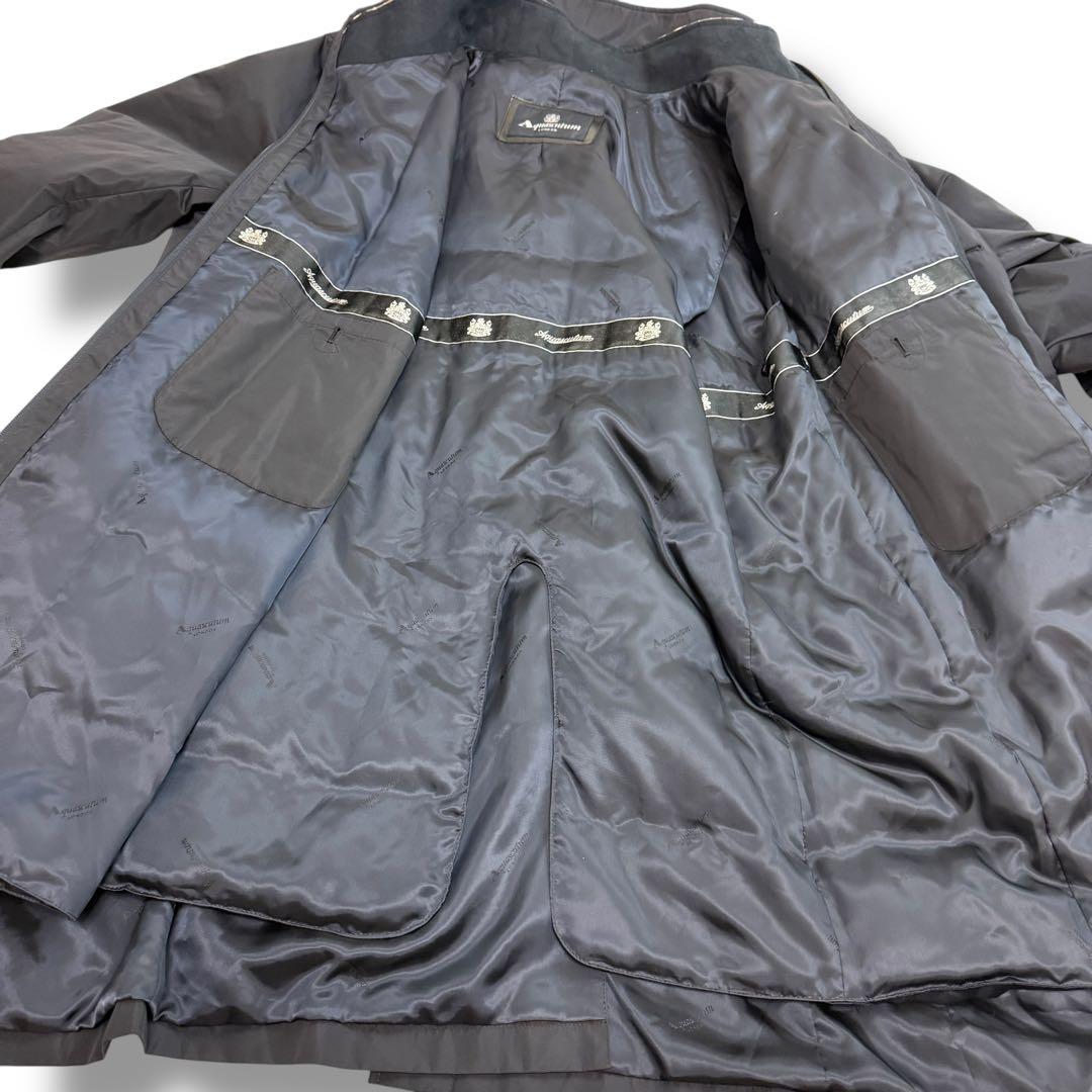 希少3L 美品 1815 アクアスキュータム ダウンライナー ステンカラーコート