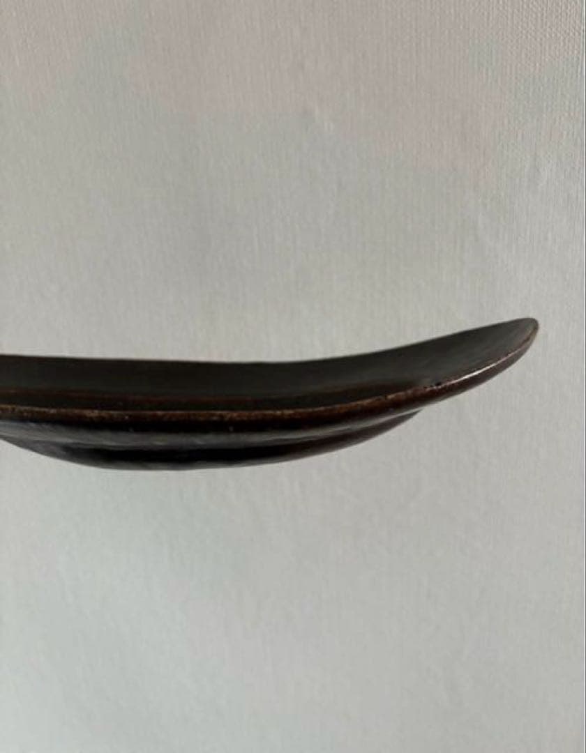 【未使用】林拓児さん　黒釉 楕円皿　2枚　中サイズ
