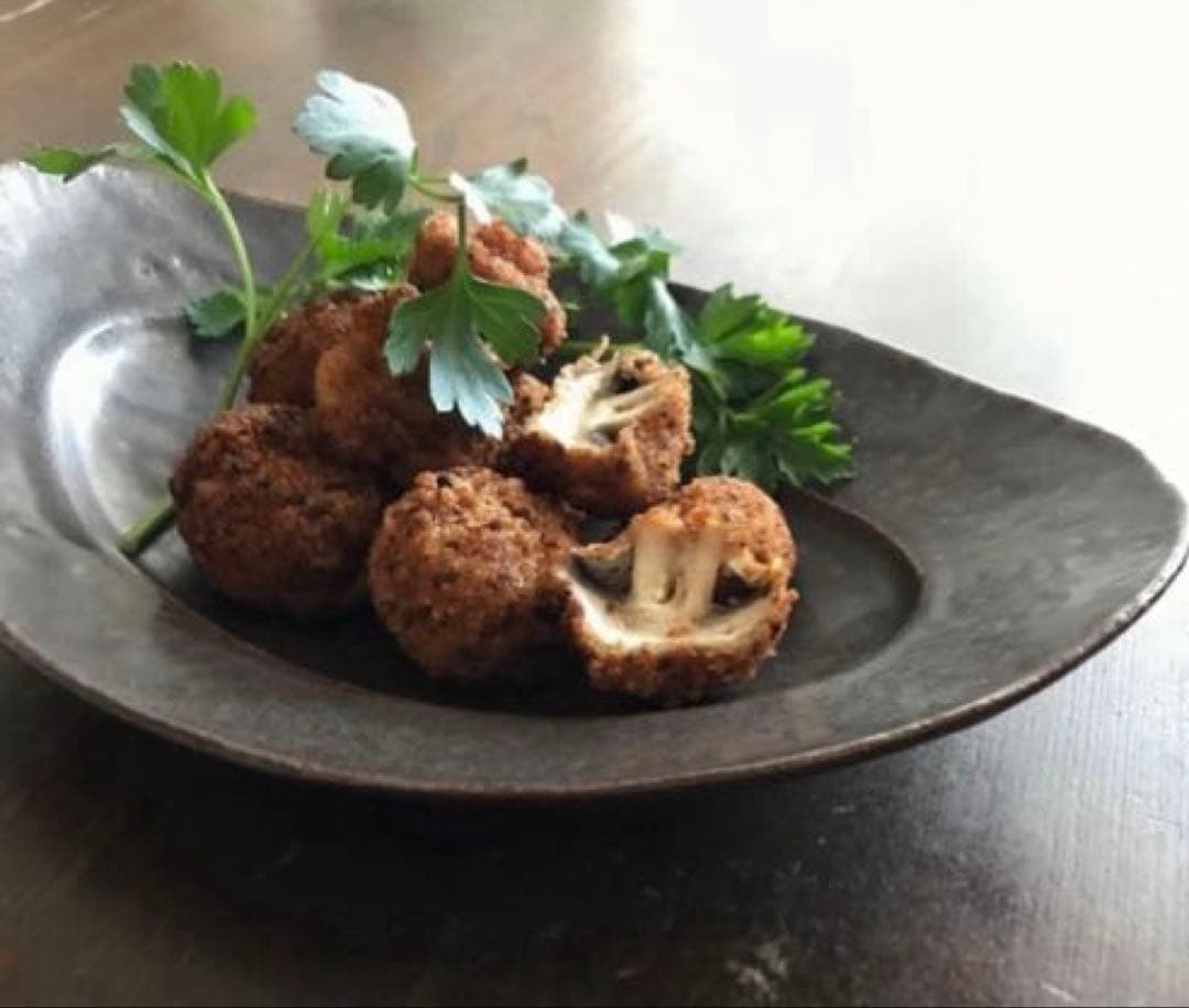 【未使用】林拓児さん　黒釉 楕円皿　2枚　中サイズ