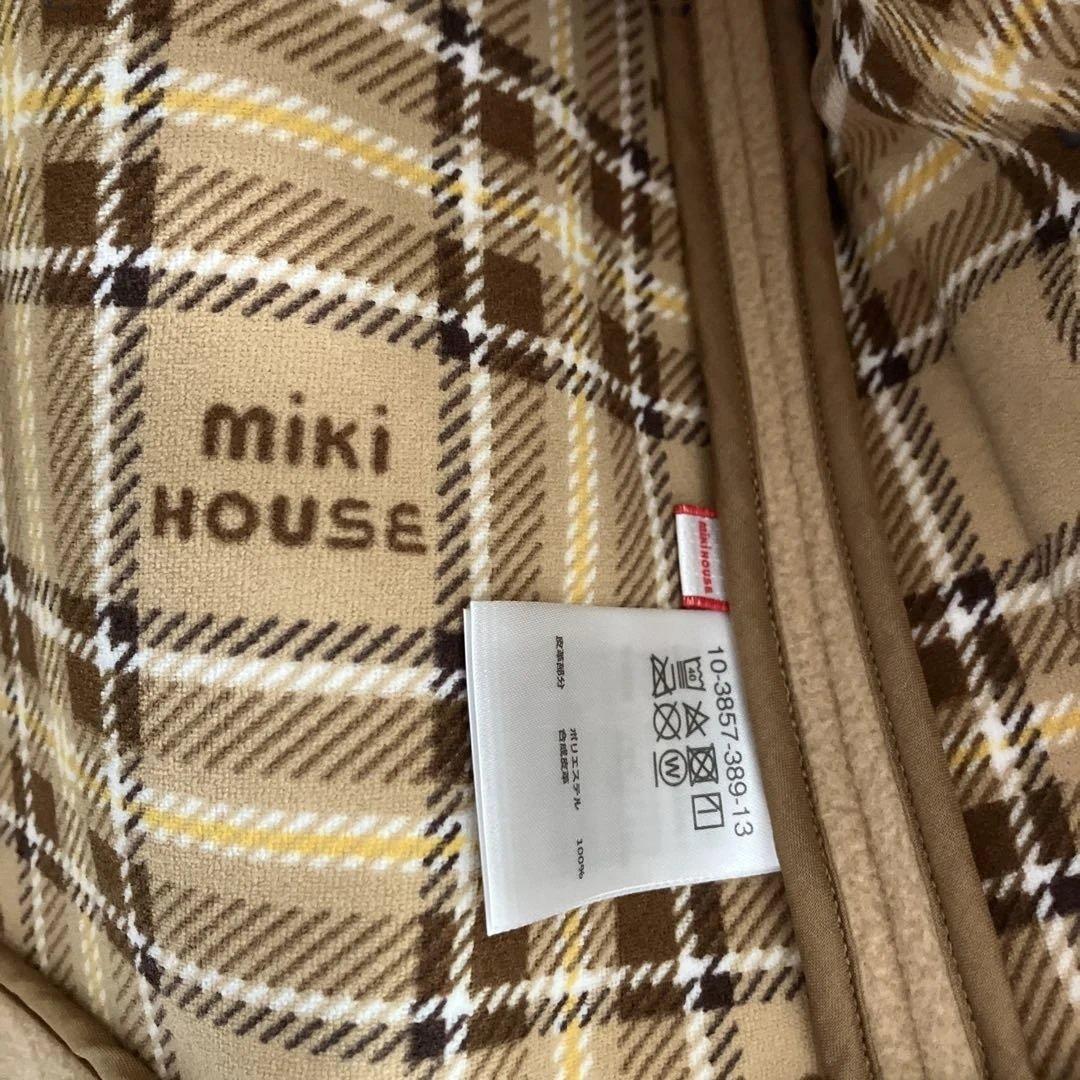 新品タグ付き　ミキハウスチェック　現行品 ベージュ ダッフルコート　100cm