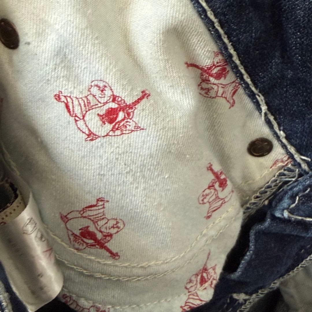 652 トゥルーレリジョン JOEY ピンク刺繍フレアデニム USA製 25