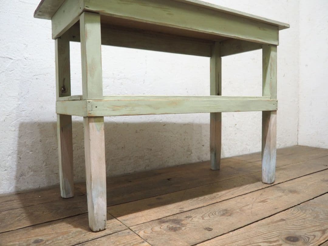 1147 ビンテージ　古いペンキのテーブル　デスク　飾り棚　展示台　レトロ　家具