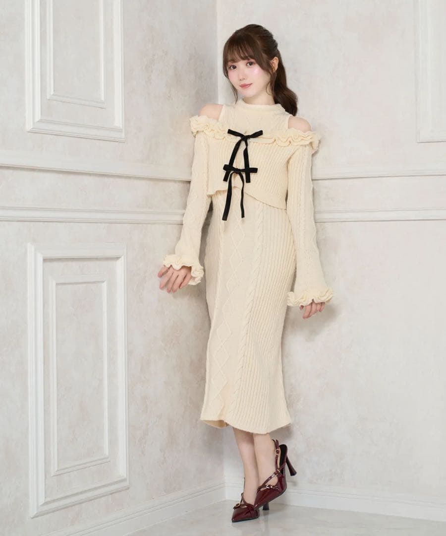 ロゼミューズ Cable knit o/p set