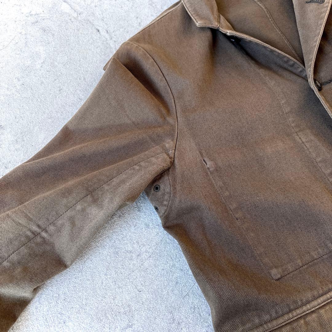 MHL. 日本製 Mサイズ コットン3つボタン ワークジャケット 茶フェード感