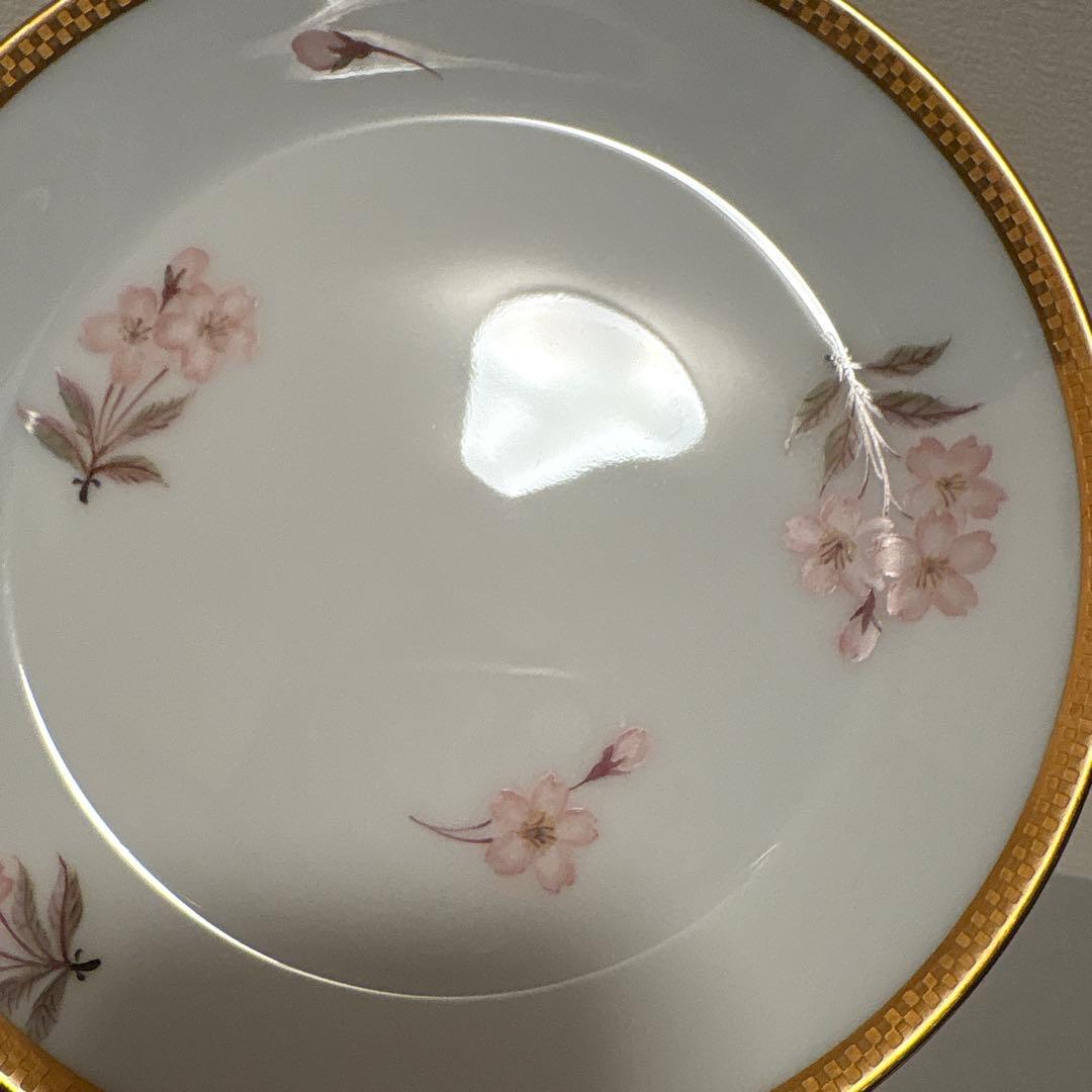 大倉陶園　歳時記シリーズ　桜　市松金彩金蝕　デザートプレート　17cm