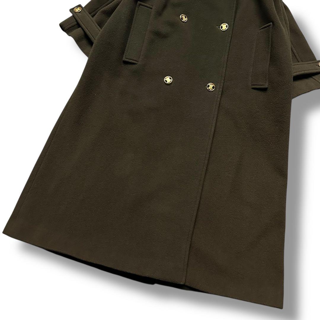 希少 セリーヌ チェスターコート ダブル トリオンフ ロング カーキ レディース