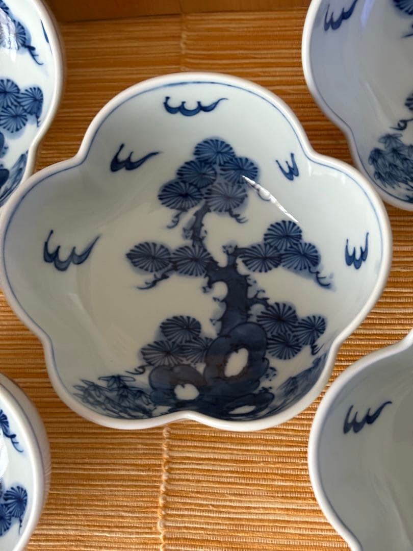 源右衛門　染付　小鉢　五個セット　 未使用　共木箱入り　栞付