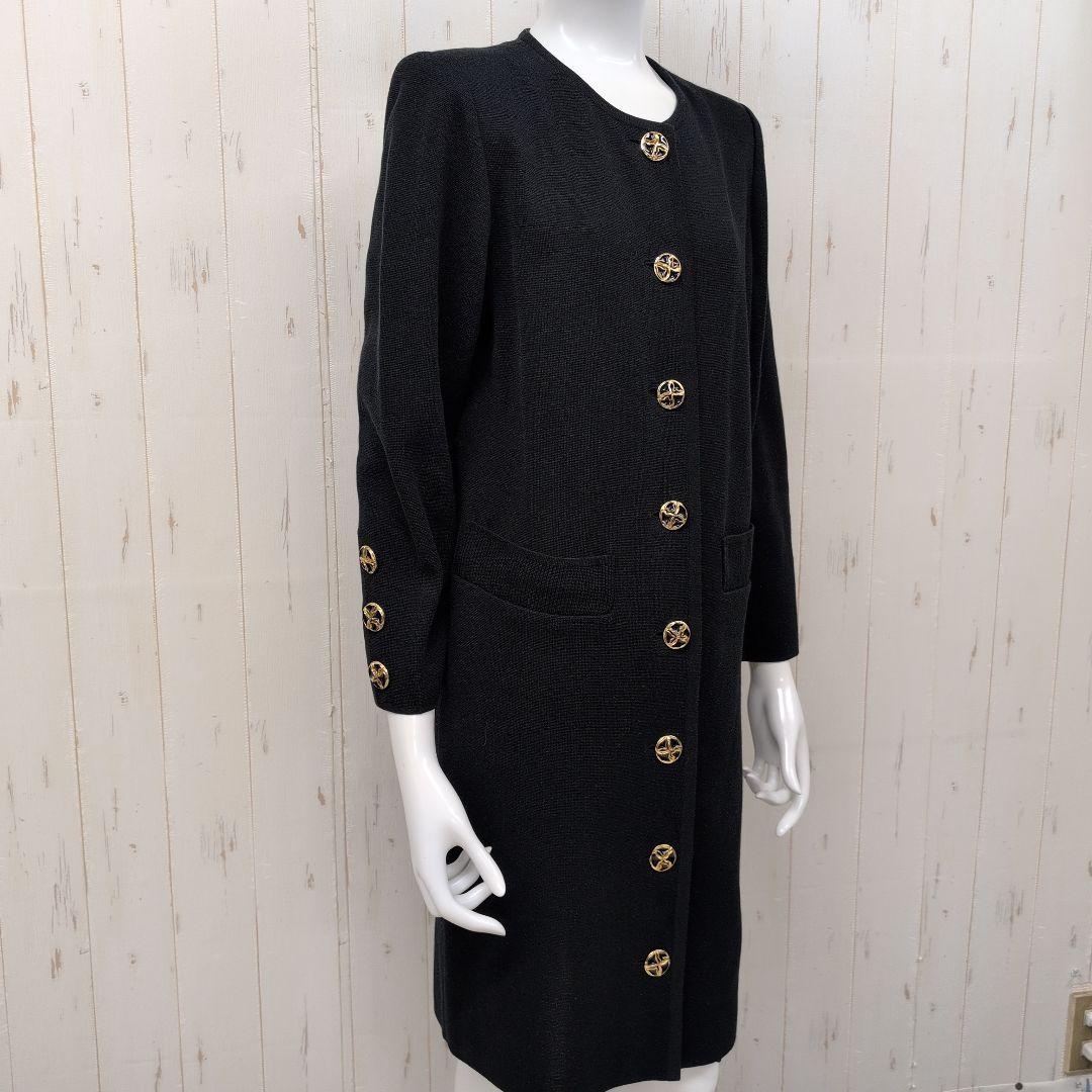 YVES SAINT LAURENT ノーカラー ロングカーディガン 金ボタン