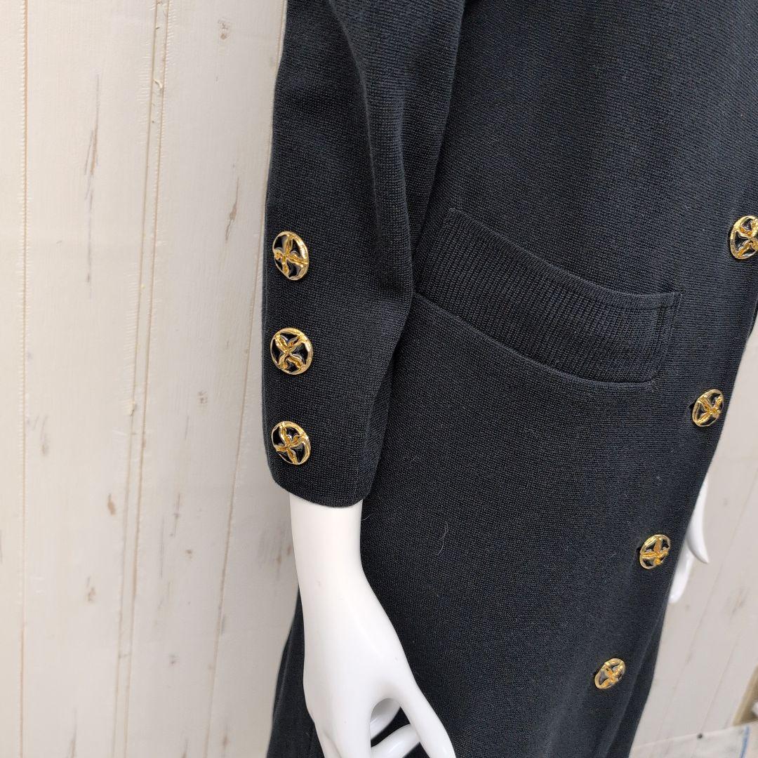 YVES SAINT LAURENT ノーカラー ロングカーディガン 金ボタン