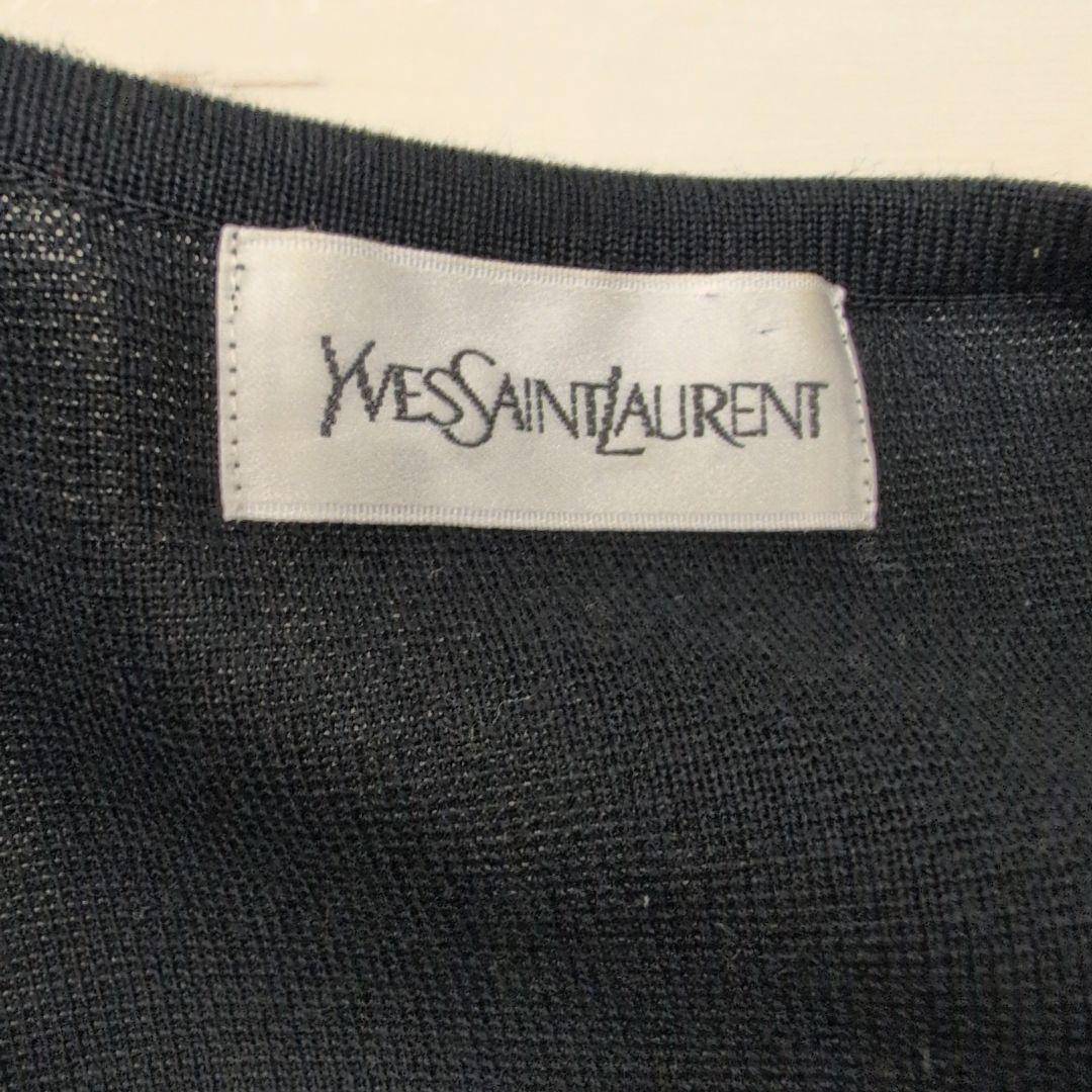 YVES SAINT LAURENT ノーカラー ロングカーディガン 金ボタン